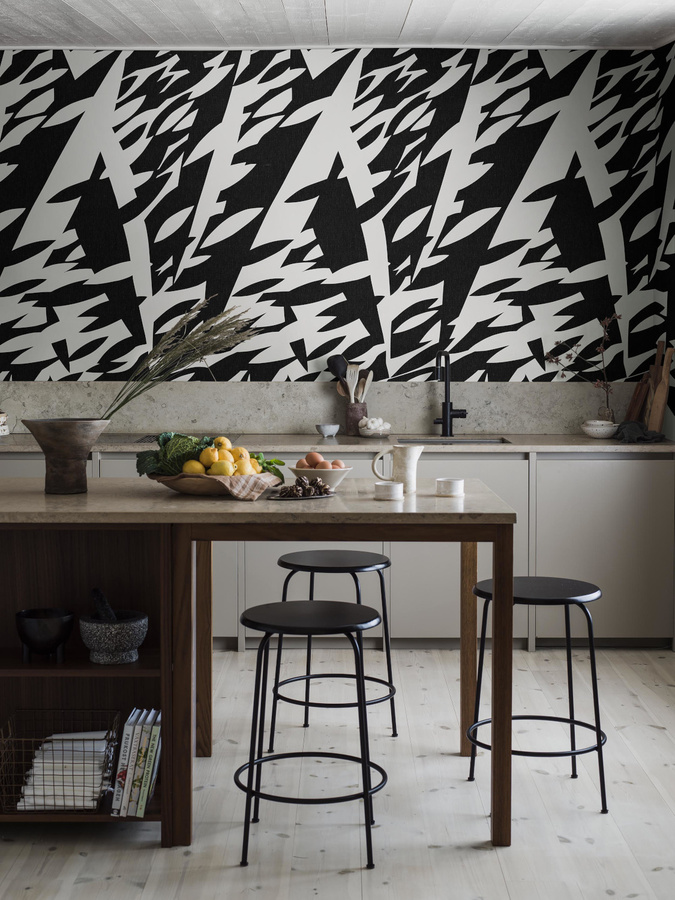 Boråstapeter Studio Mural Karl Axel Pehrson Delfinisk Rörelse Wandtapete in Schwarz-Weiß mit abstraktem Design - Bild 2