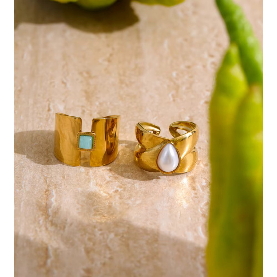 Yhpup Ring, Edelstahl, Gold, Perle, Damen - Bild 2