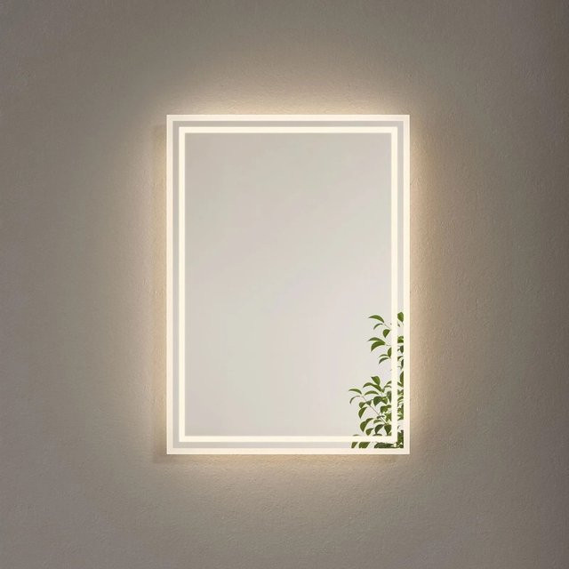 Emke LED-Badspiegel mit warmweißem Licht und Wandschalter, rechteckig, B: 50 cm, H: 70 cm - Bild 1