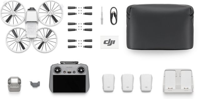 DJI Flip Fly More Combo Drohne mit 1-Zoll-Sensor und Smart Controller in Grau und Weiß - Bild 1