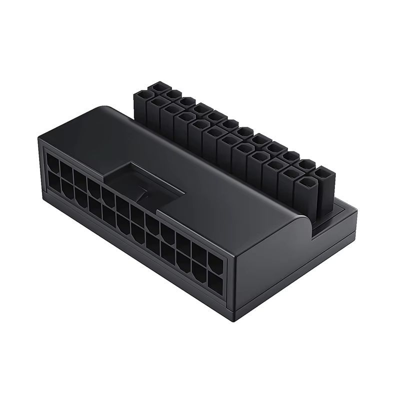 TEUCER ATX 90 Grad 24-poliger Netzstecker-Adapter für Mainboard-Stromanschlüsse, Schwarz - Bild 6