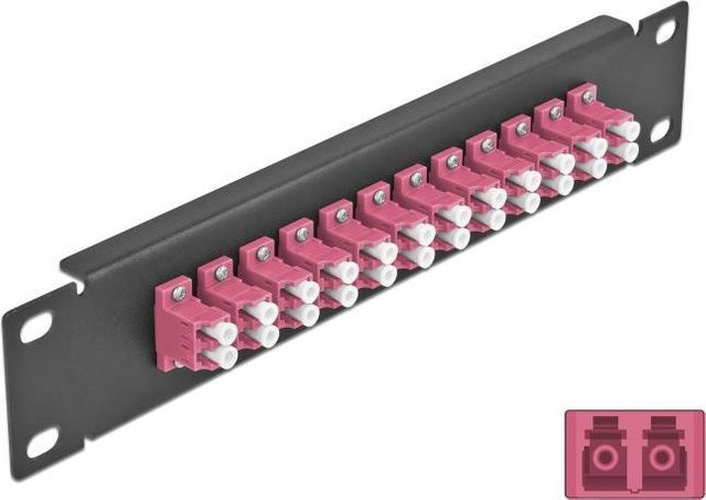 Delock Patch Panel LC Duplex MM x 12 in Schwarz, 1U, Breite: 25,4 cm - Bild 1