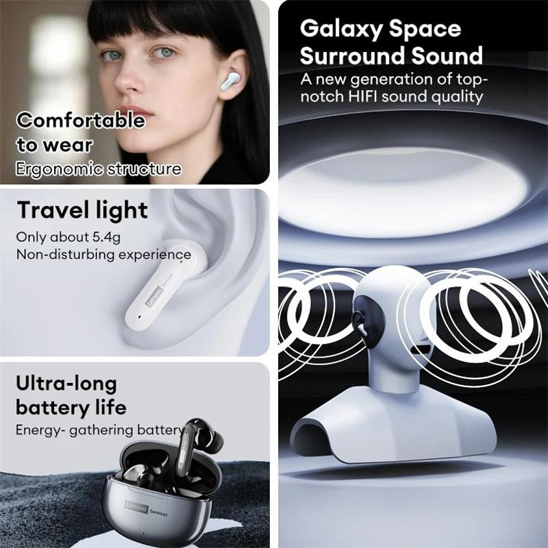 Lenovo LE202 Kabellose Bluetooth 6.0 In-Ear Kopfhörer mit AI-Geräuschunterdrückung und langer Akkulaufzeit in Weiß - Bild 12