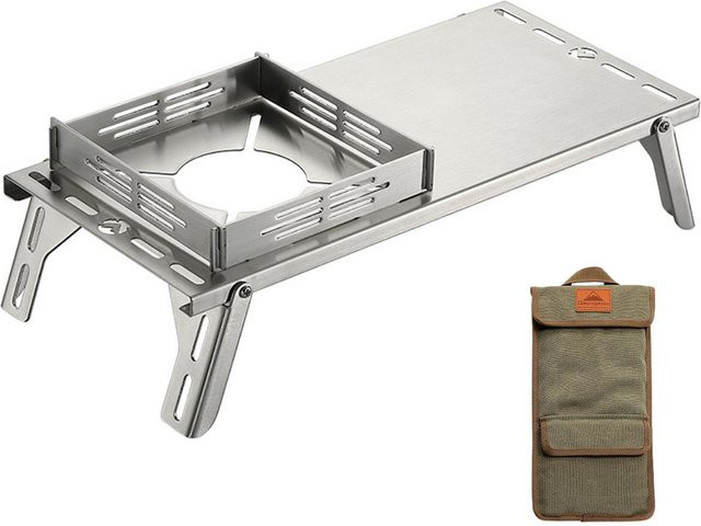Tragbarer Klappbarer Campingkochertisch von TOMTOP JMS aus Edelstahl in Silber mit 5kg Tragkraft - Bild 1