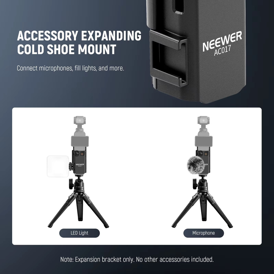 NEEWER Pocket 3 Verlängerungs-Montageadapter für DJI Osmo Pocket 3 mit schützender Käfighalterung und Mikrofonhalterklemme in Schwarz und Orange - Bild 5