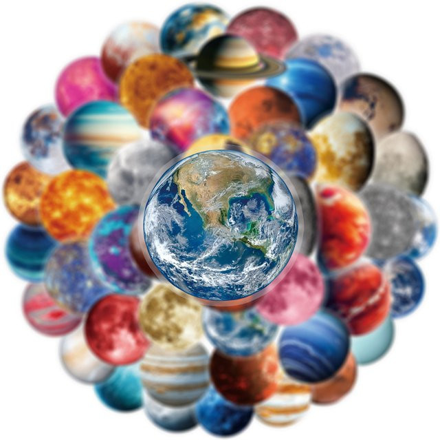 Rspctou Transparent Planet Raum Station Aufkleber, multicolour - Bild 1