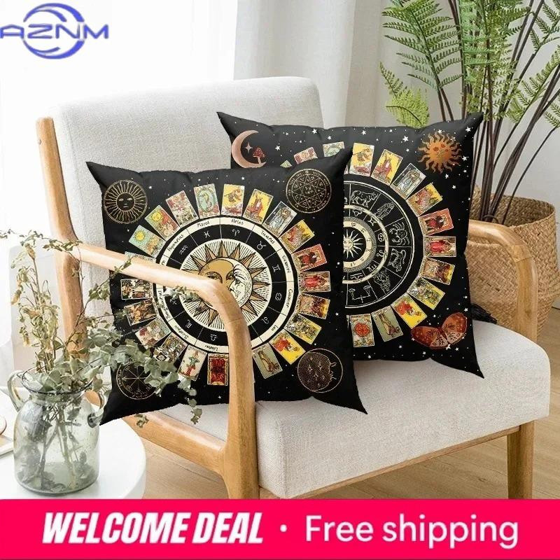 Dekokissen mit Astrologie Tarot Design in Multicolor, Kissenbezug aus Peach Skin für Sofa und Schlafzimmer, B/B/H: 18 x 18 x 18 cm - Bild 3