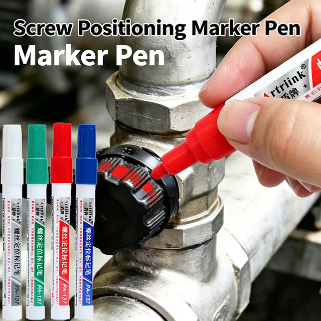 Professioneller Schraubenmarkierungsstift 6C permanent in Schwarz und Multicolour für industrielle Markierungen auf Metall, Papier, Holz, Glas und Stein, hoch- und niedertemperaturbeständig, wasser- und ölbeständig - Bild 1