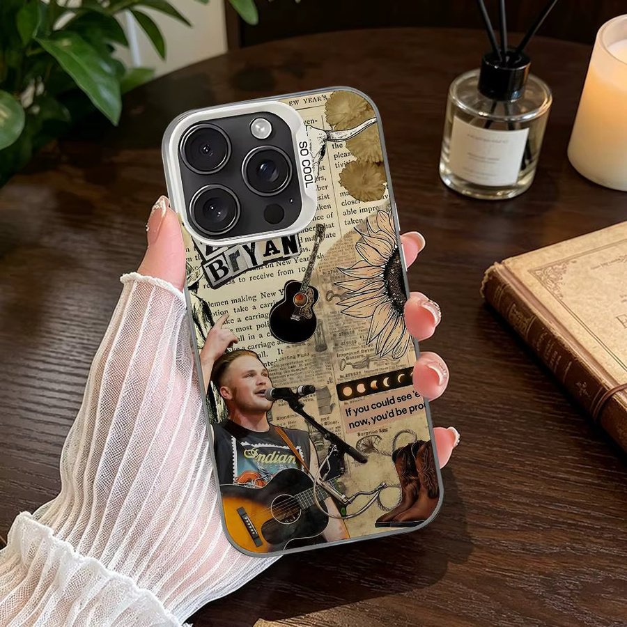 Singer Z-Zach B-Bryan Stoßfeste Hülle für iPhone 11 bis iPhone 17 Pro Max in Silber und Multicolour - Bild 3