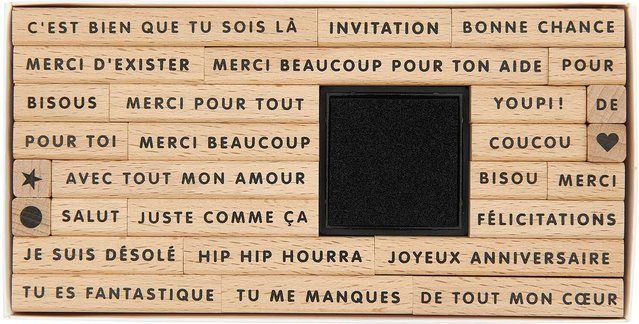 Rico Design Paper Poetry XL Stempelset mit französischen Texten und Motiv Félicitations in Multicolor aus Holz - Bild 1