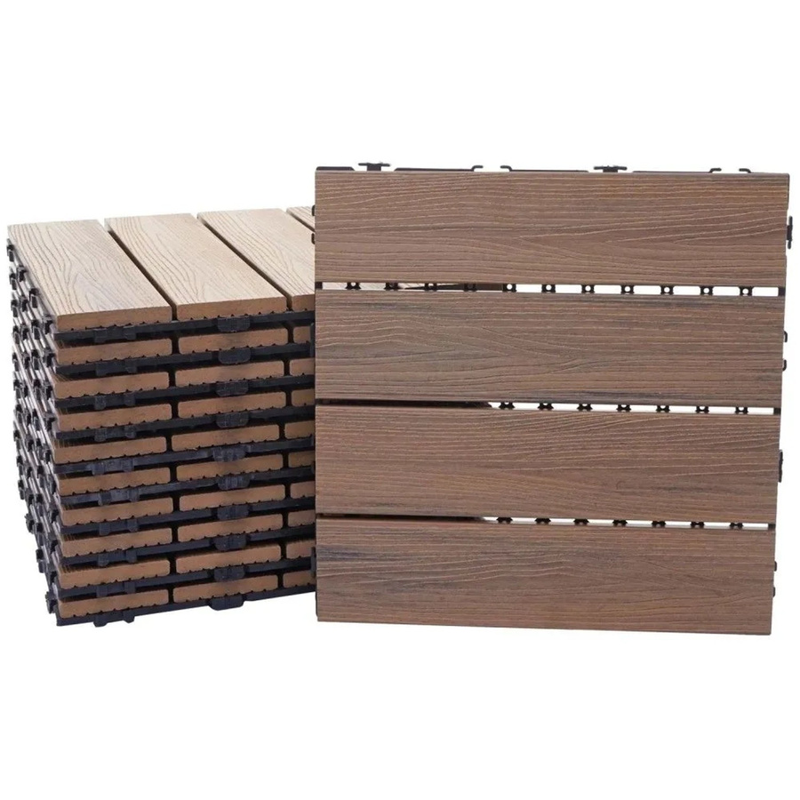 MCW WPC Bodenfliese E20 Holzoptik mit 3D-Struktur Linear in Braun, 11 Stück, B/T: 30 x 30 cm - Bild 2