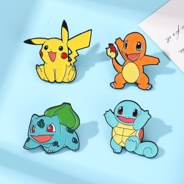 Potdemiel 4-teiliges Pokemon-Emaille-Pin-Set, Bunt - Bild 1