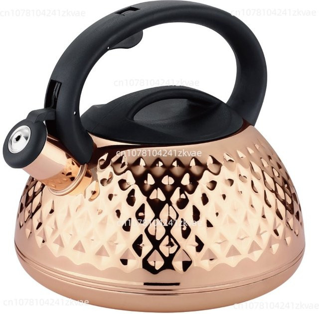 Edelstahl Wasserkocher KV-532 mit Pfeifsignal, 3 l, Silber/Gold - Bild 1