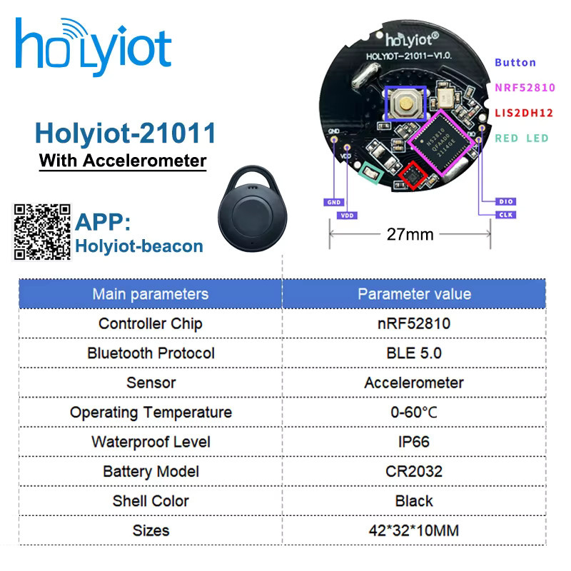 Holyiot Bluetooth 5.0 Beacon Black – IBeacon und Eddystone BLE Low Energy Automatikmodul für Indoor Positioning und Asset Tracking im IoT-Bereich - Bild 4