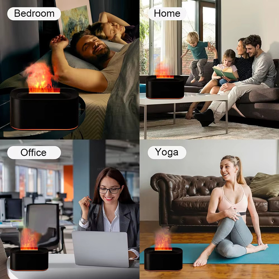 raugee Aroma Diffusor mit Flammen-Effekt und RGB Licht in Schwarz - Bild 5