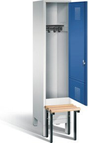 C+P Garderobenschrank Evolo mit Front in Enzianblau, Korpus in Lichtgrau und Gestell in Schwarzgrau, H x B x T: 185 x 42 x 81,5 cm - Bild 1
