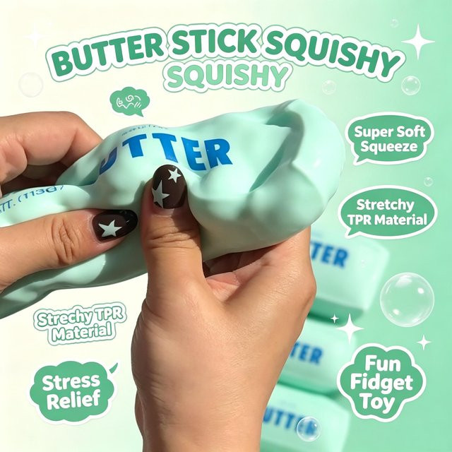 Butterstick Squishy Stressball Fidget Spielzeug, blau - Bild 1
