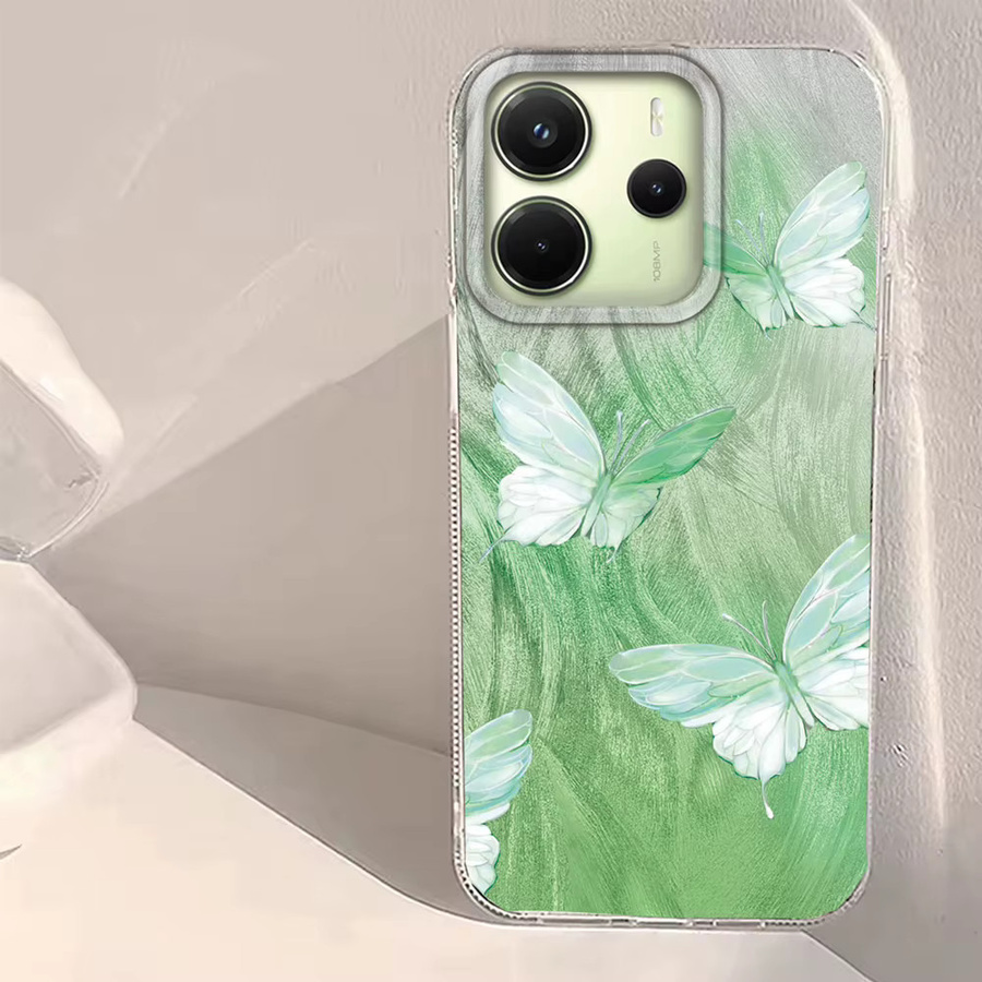 Handyhülle mit grünem Farbverlauf und Schmetterlingsmuster für Xiaomi Redmi und Note Modelle - Bild 3
