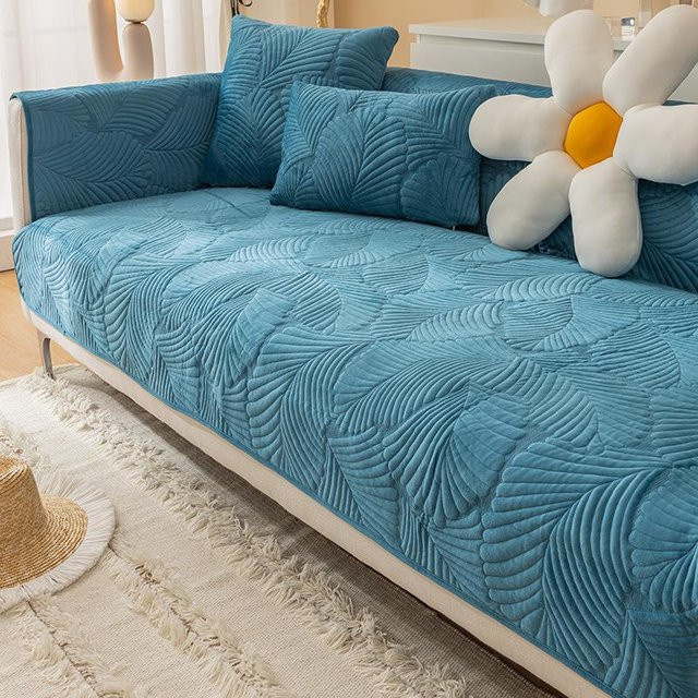 FebEr Jacquard-Decke als Sofabezug in Blau, rutschfest und weich, B/H: 70 x 120 cm - Bild 1