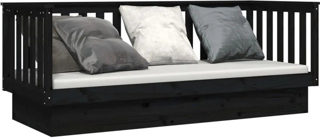 vidaXL Tagesbett aus Massivholz Kiefer in Schwarz, B/T/H: 76 x 197,5 x 82 cm - Bild 1