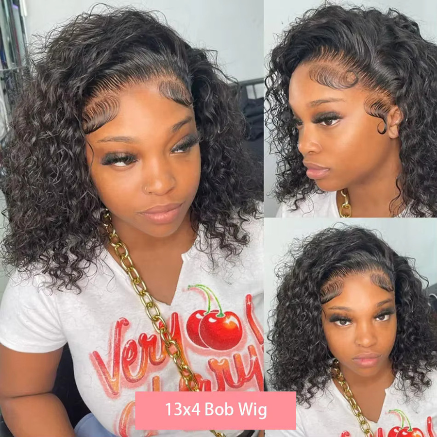 xbeauty Deep Wave Lace Front Perücke, Brasilianisches Echthaar, Kurz - Bild 2