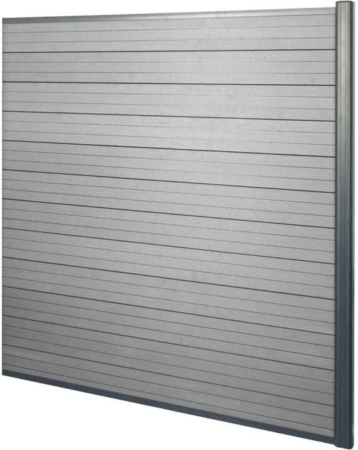 MCW WPC-Sichtschutz Savoie Windschutz Zaun Alu Premium 2er Set Grau 3,75m - Bild 1