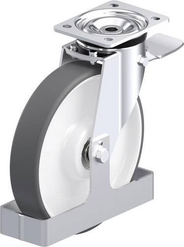 Blickle L-POTH 250K-3-ST-FS Stahlblech-Lenkrolle in Grau und Weiß mit 250 mm Rad-Durchmesser und 500 kg Tragfähigkeit - Bild 1