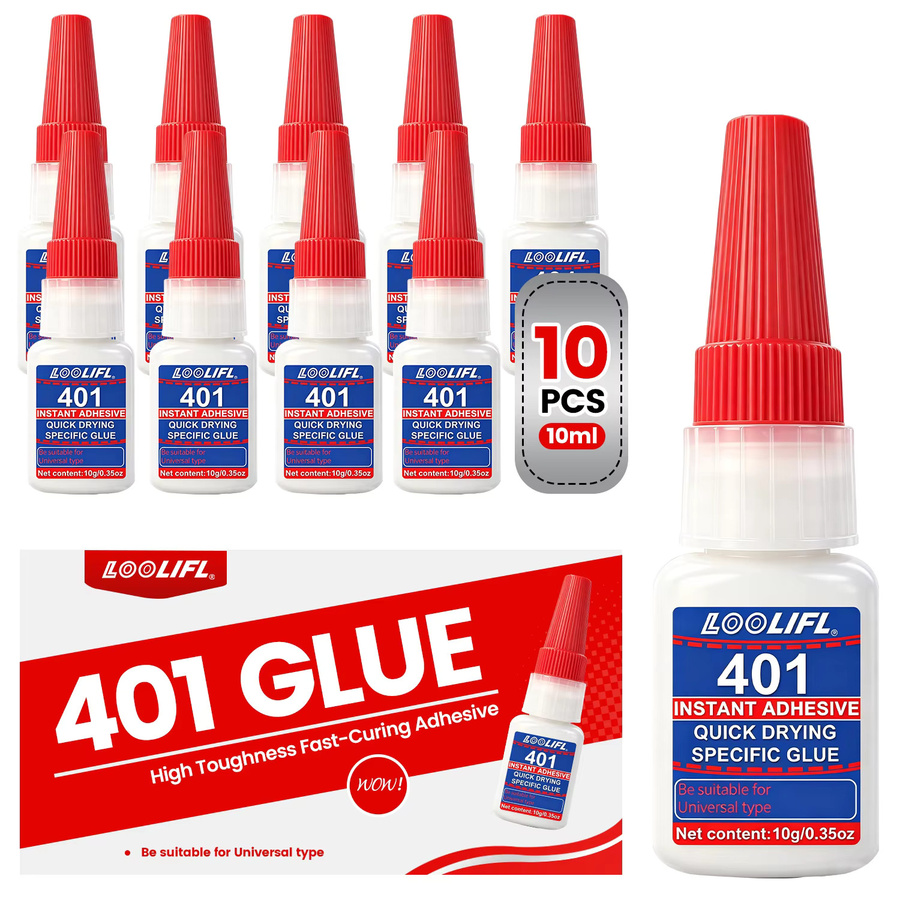 LOOLIFL Sekundenkleber 401 Transparent, Cyanacrylat-Sofortkleber für Kunststoff, Metall, Holz, Glas und Keramik, 10 ml - Bild 2