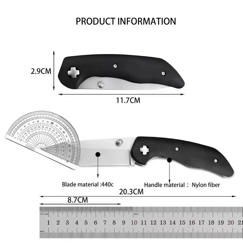 7506 Wilderness Outdoor Camping Klappmesser mit 440C Klinge und schwarzem Nylon-Glasfaser-Griff als EDC-Überlebensmesser - Bild 2