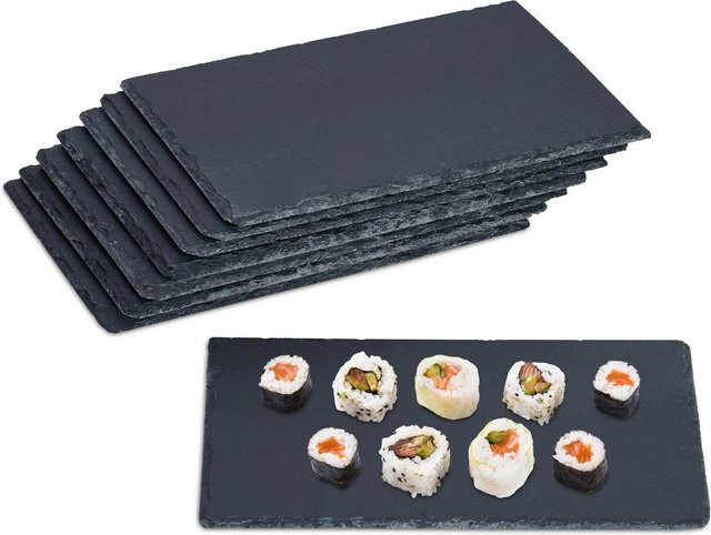 Relaxdays Schieferplatten 8er Set in Anthrazit, beschriftbar und rutschfest, B/T: 26 x 16 cm - Bild 1