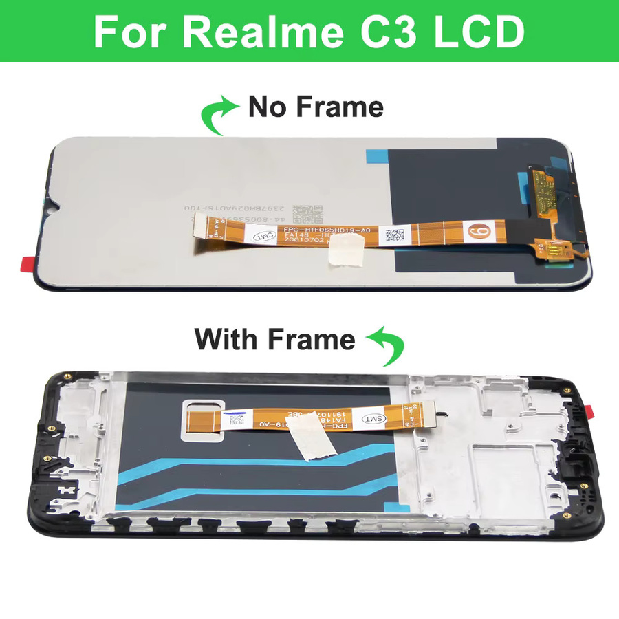 Realme C3 LCD-Display mit Frame und Digitizer Touchscreen in Schwarz, 6.5 Zoll Ersatzdisplay für RMX2027 RMX2021 - Bild 2