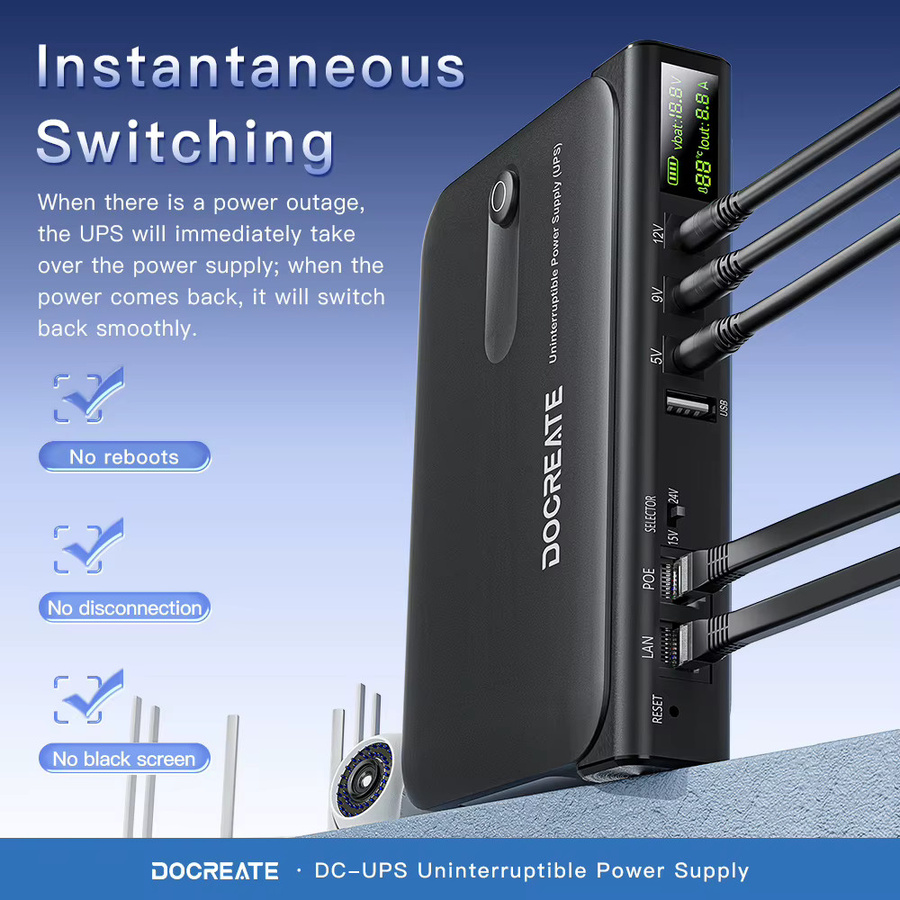diymore DC1036L USV Unterbrechungsfreie Stromversorgung mit Digitalanzeige, 36 W, Schwarz, Tragbare Stromversorgung für Heimrouter mit Anti-Reverse-Verbindung, 5V/9V/12V/15V/24V - Bild 3