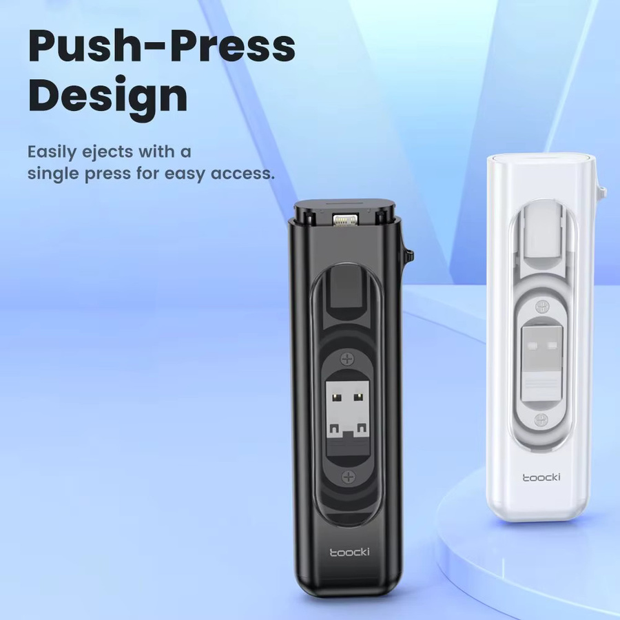 Toocki 5 in 1 USB-C Ladekoffer Set mit 60W PD USB-C auf USB-C Kabel und Adapter für iPhone 15 Pro Max, Samsung S23 und Xiaomi in Schwarz oder Weiß - Bild 3