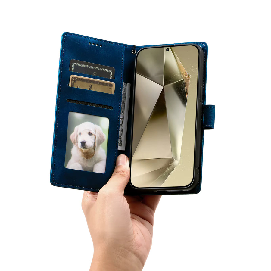 Geprägte Totem Leder-Handyhülle als Brieftaschen-Kartenhülle für Samsung Galaxy (Farbe: Grau) - Bild 2