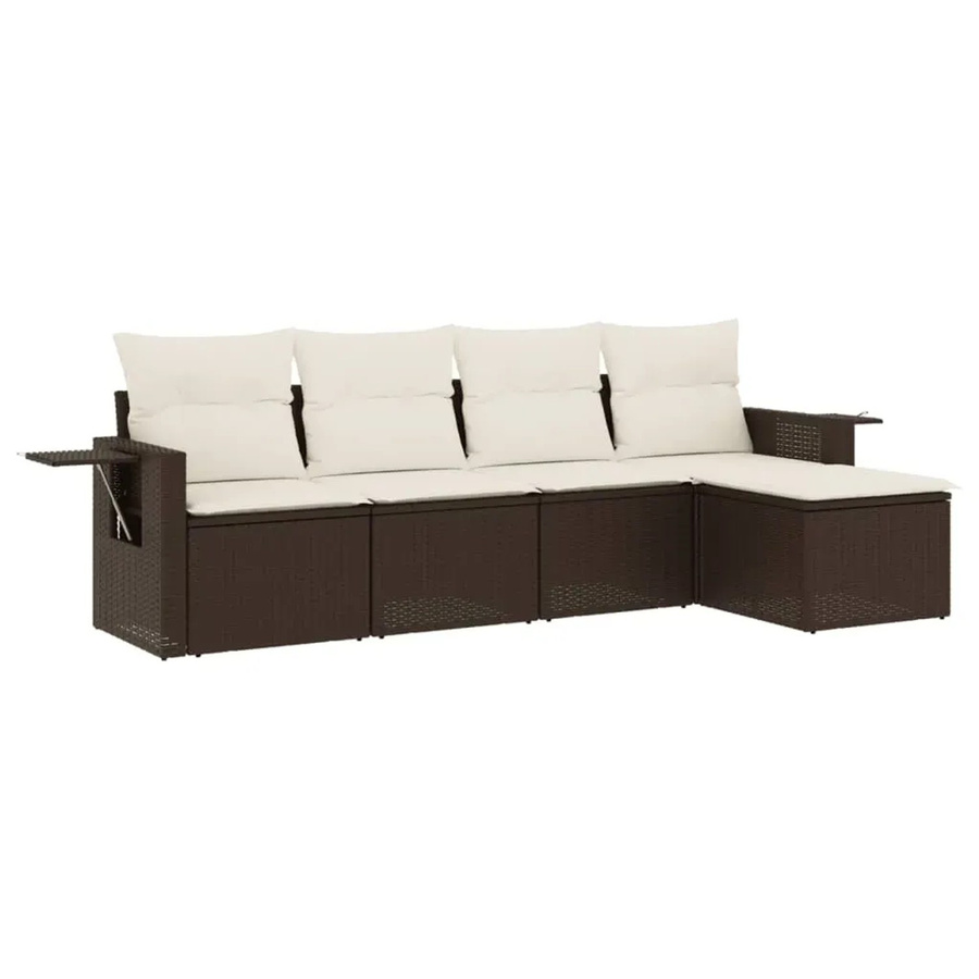 vidaXL 5-teilige Garten-Sofagarnitur aus braunem Poly-Rattan mit Kissen und pulverbeschichtetem Stahlgestell - Bild 2
