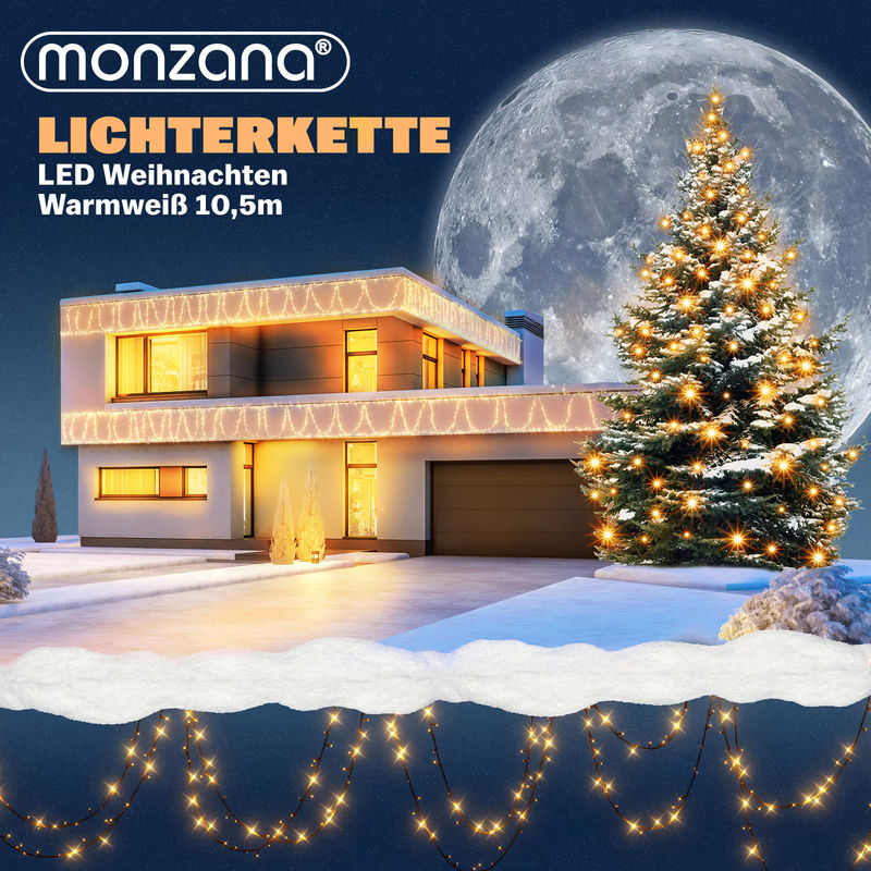 Deuba LED Lichterkette Warmweiß mit Timer für Garten, Innen und Außen, 10,5 m - Bild 2