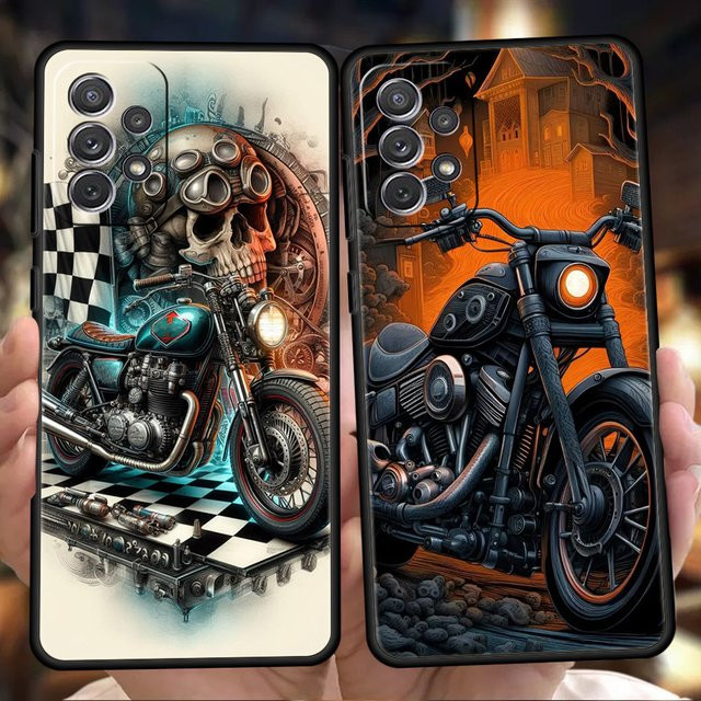 Farbenfrohe Vintage-Motorrad Handyhülle aus weichem TPU für Samsung Galaxy A73 A55 A53 A51 A35 A33 A32 A25 A23 A22 A15 A13 A17 A07 in Multicolour - Bild 1