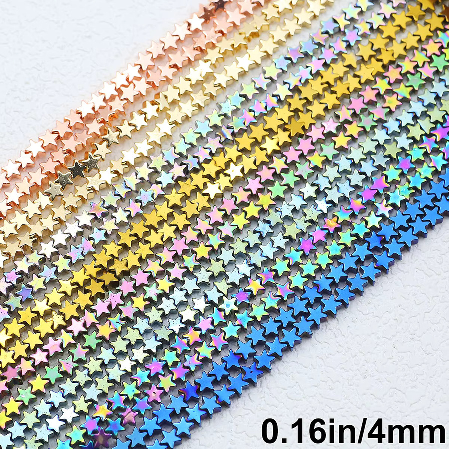 JHNBY Spacer Perlen Hämatit, Bunt, Stern Form, 4 mm, Unisex - Bild 3