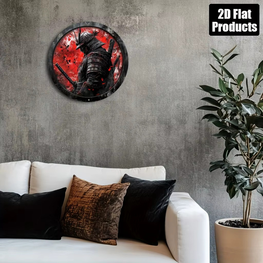 Rundes Metallschild Potdemiel mit japanischem Samurai-Motiv in Multicolour, Durchmesser: 20 cm - Bild 4