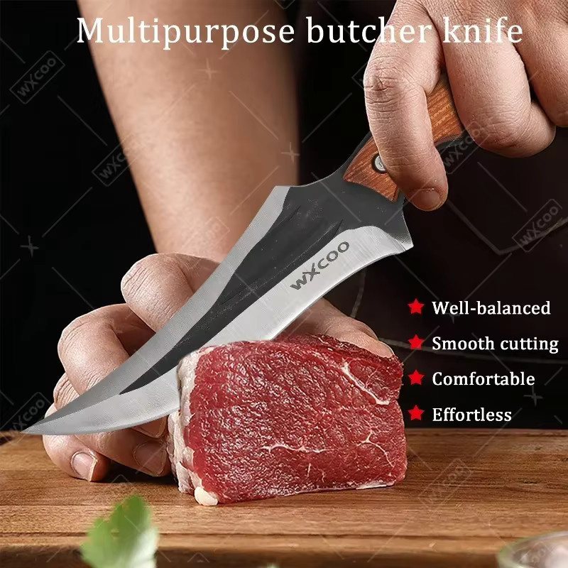 WXCOO Handgeschmiedetes Küchen-Ausbeinmesser und Tranchiermesser mit Holzgriff für Fleisch, Gemüse und Obst - Bild 2
