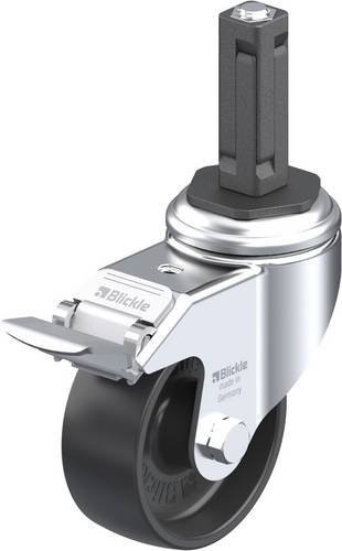 Blickle Lenkrolle LKRA-POA 80G-11-FI-EV12 mit Feststeller in Schwarz und Silber, Rad-Durchmesser: 80 mm, Tragfähigkeit: 120 kg - Bild 1