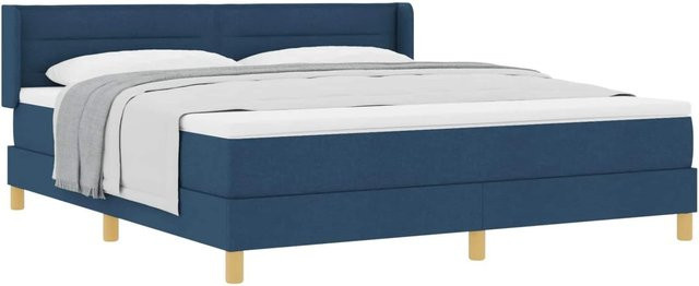 vidaXL Boxspringbett mit Matratze und Kopfteil in Blau, modernes Design aus Stoff und Holz, B/T: 180 x 200 cm - Bild 1