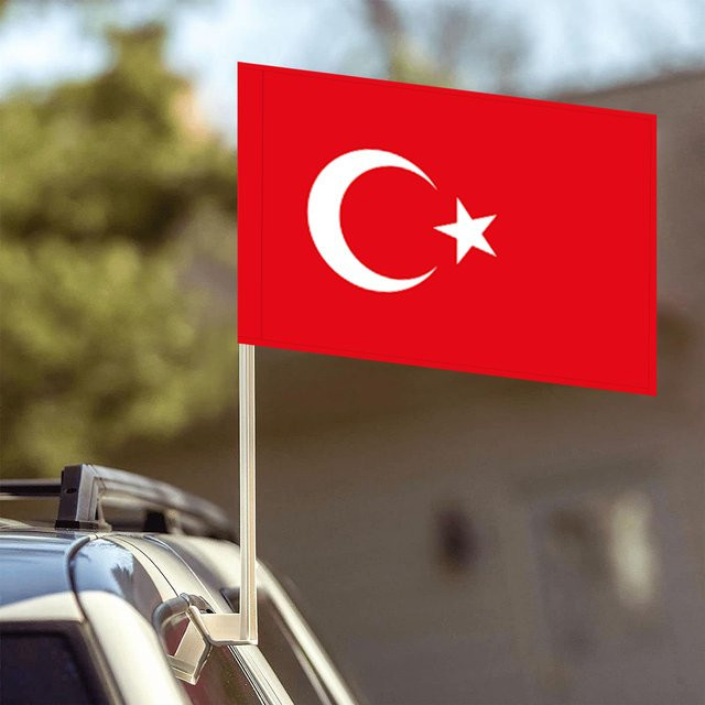 Flagicts Autoflagge Türkei aus 100% Polyester, Farbe: Rot, B x H: 30 x 45 cm - Bild 1