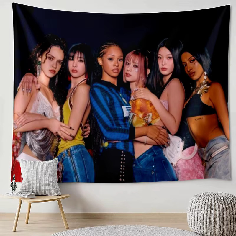 Katsy Kpop Weihnachtsdekoration Wandbehang, digital bedruckter Textil-Wandbehang, mehrfarbig, Rechteckig, B: 60,0 cm, H: 40,0 cm - Bild 3
