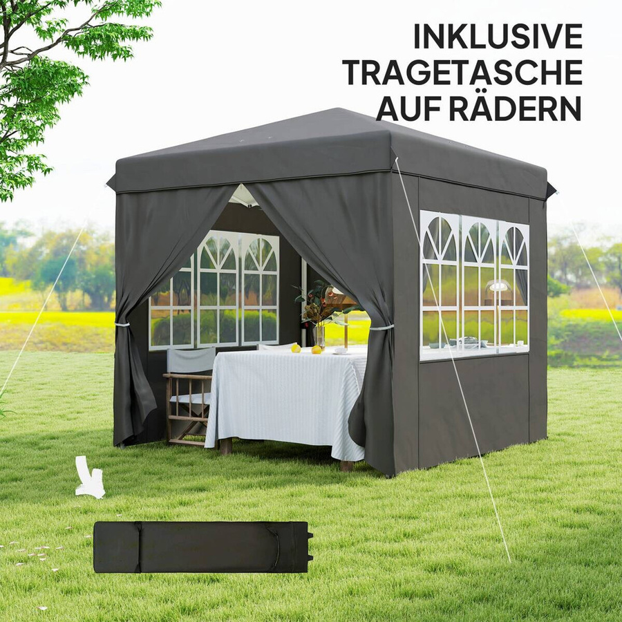 Outsunny Pavillon Dunkelgrau mit 4 Seitenteilen B/H/L: 250 x 268 x 250 cm - Bild 3