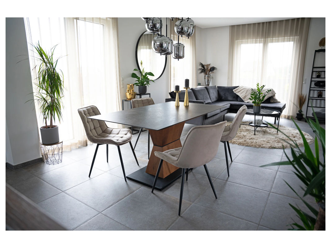 HOME DELUXE Polsterstuhl Esszimmer IKALO 2er Set in Braun mit Metallgestell und Stoffbezug, B/T/H: 42,0 x 52,5 x 120,0 cm - Bild 2