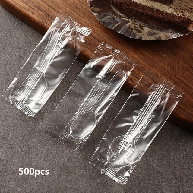 500 Stück Einweg Verkostungslöffel von fengchenjianzhu aus transparentem Kunststoff einzeln verpackt - Bild 1