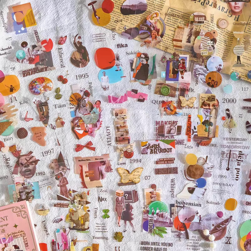 20-teiliges nostalgisches Aufkleberbuch mit Retro-Designs wie Kameras und Schreibmaschinen, Mehrfarbig - Bild 2
