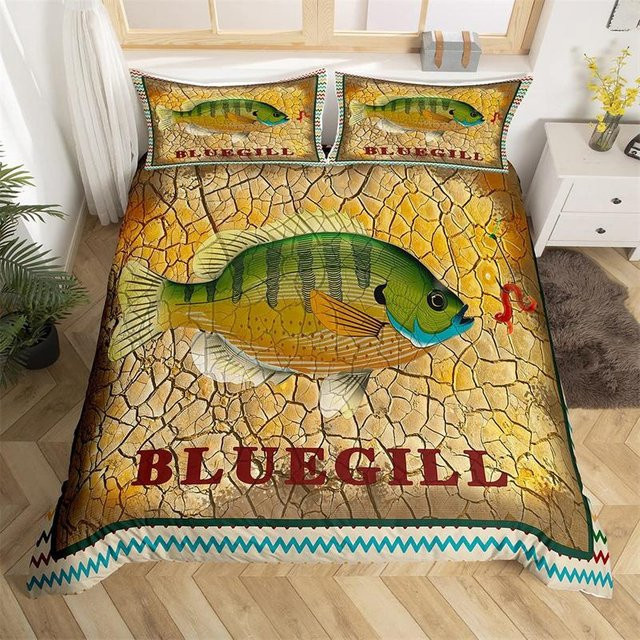 Fishing King Bettwäsche-Set aus Mikrofaser mit Angel- und Naturmotiv, 3-teilig, B/H: 200 x 230 cm, inklusive Kissenbezüge 50 x 70 cm, Mehrfarbig - Bild 1