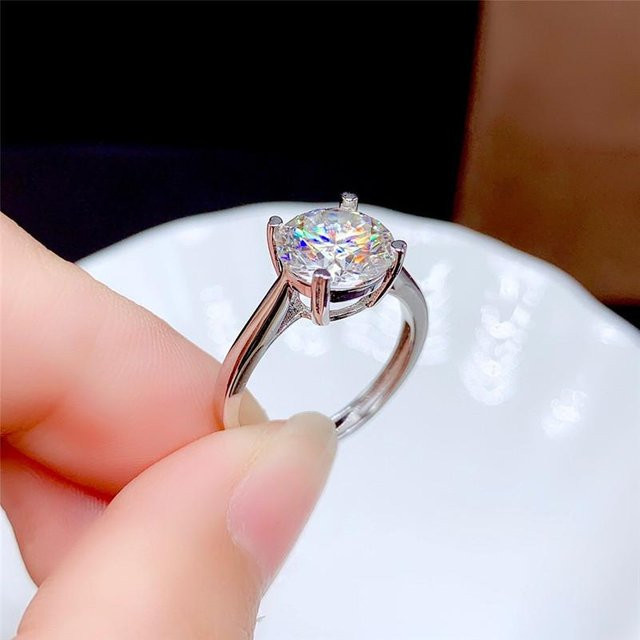 Wucifang Jewelry Moissanit-Ring, 925 Silber, Weiß, Damen - Bild 1